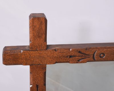 Decorative, Large Arts and Crafts Wall Mirror with a Rustic, Chamfered Oak Frame - Image 2