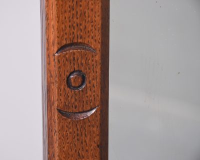 Decorative, Large Arts and Crafts Wall Mirror with a Rustic, Chamfered Oak Frame - Image 3