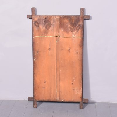 Decorative, Large Arts and Crafts Wall Mirror with a Rustic, Chamfered Oak Frame - Image 8