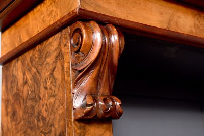 Mid-Victorian Burr Walnut Tall Open Bookcase of Desirable Proportions - Image 4