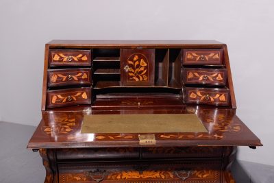 Magnificent Dutch Marquetry Inlaid Mahogany Bureau in Pristine Condition - Image 4