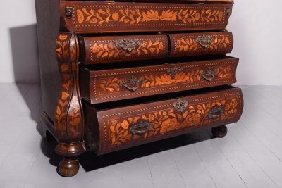 Magnificent Dutch Marquetry Inlaid Mahogany Bureau in Pristine Condition - Image 6