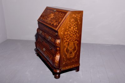 Magnificent Dutch Marquetry Inlaid Mahogany Bureau in Pristine Condition - Image 7