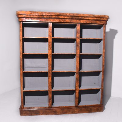 Attractive Victorian Burr Walnut 3 Section Open Bookcase - Image 2