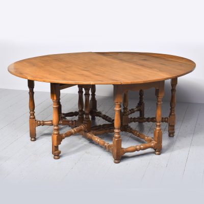 Rare Large Solid Yew Wood Gateleg Dining Table - Image 2
