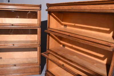 Pair of Quality Oak Three Section, Stacking Bookcases by Inglestants - Image 3