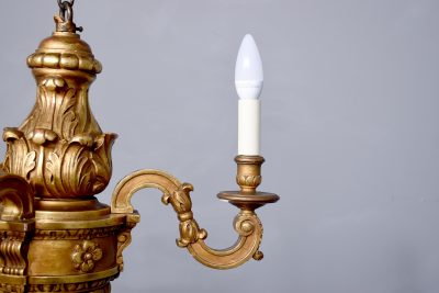 Carved Giltwood 3 Arm Chandelier - Image 2