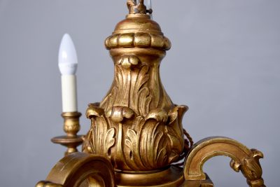 Carved Giltwood 3 Arm Chandelier - Image 3