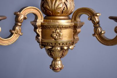 Carved Giltwood 3 Arm Chandelier - Image 4