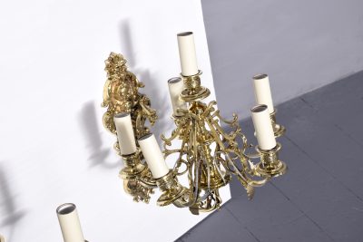 Large Pair of Brass 5 lamp Wall Sconces - Image 5