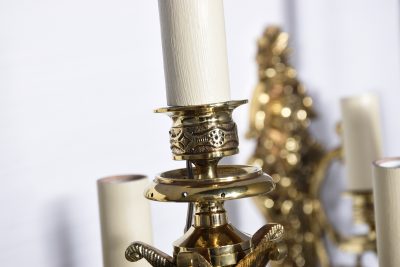Large Pair of Brass 5 lamp Wall Sconces - Image 7