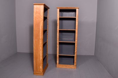 Pair of Tall Satin Birch Late-Victorian Open Bookcases - Image 5