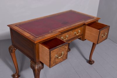 Quality Chippendale Style Freestanding Burr Walnut Writing Desk - Image 4
