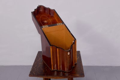 George III shaped-front inlaid mahogany knife box (adapted). - Image 3