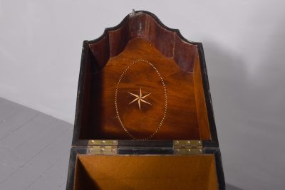 George III shaped-front inlaid mahogany knife box (adapted). - Image 4