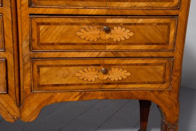 Rare Italian fruitwood, free-standing low six-drawer cabinet with poker work - Image 3