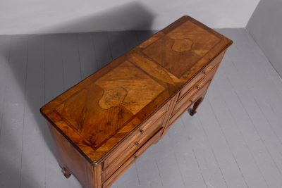Rare Italian fruitwood, free-standing low six-drawer cabinet with poker work - Image 4