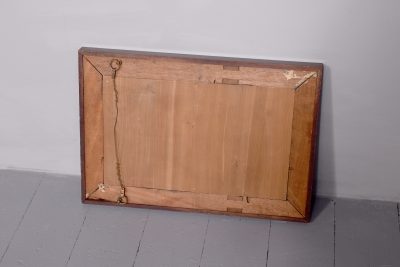 Unusual Victorian wall mirror in a figured mahogany frame with scalloped and gilded decorations - Image 4
