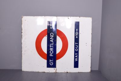 A Large Two-Part Coloured Enamel Sign for ‘Great Portland Street’ Tube Station, London - Image 2