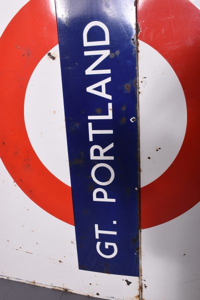 A Large Two-Part Coloured Enamel Sign for ‘Great Portland Street’ Tube Station, London - Image 3