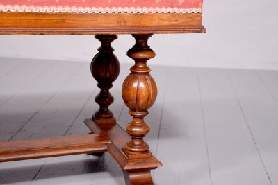 A Mid-Victorian Walnut Framed Duet stool or Window Seat - Image 4