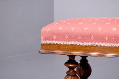 A Mid-Victorian Walnut Framed Duet stool or Window Seat - Image 5