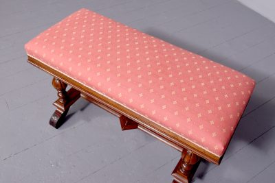 A Mid-Victorian Walnut Framed Duet stool or Window Seat - Image 6
