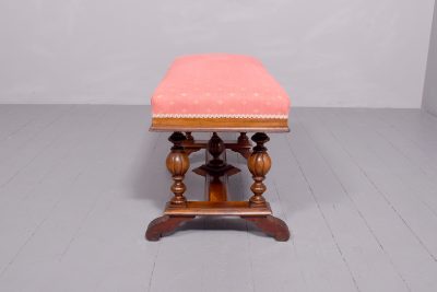A Mid-Victorian Walnut Framed Duet stool or Window Seat - Image 7