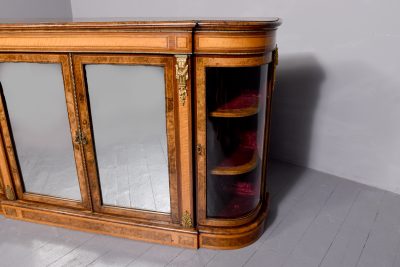 A Mid-Victorian Burr-Walnut and Satinwood Ormolu Mounted Credenza - Image 7