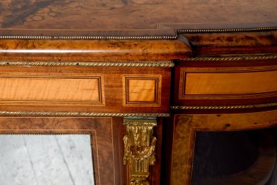 A Mid-Victorian Burr-Walnut and Satinwood Ormolu Mounted Credenza - Image 11