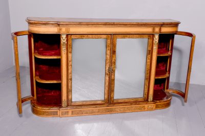 A Mid-Victorian Burr-Walnut and Satinwood Ormolu Mounted Credenza - Image 13