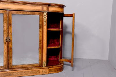 A Mid-Victorian Burr-Walnut and Satinwood Ormolu Mounted Credenza - Image 15