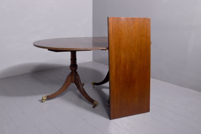 George III style pedestal mahogany dining table with additional leaf - Image 8