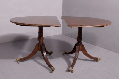 George III style pedestal mahogany dining table with additional leaf - Image 11
