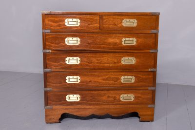 Vintage, neat-sized brass-bound military-style chest of drawers - Image 3