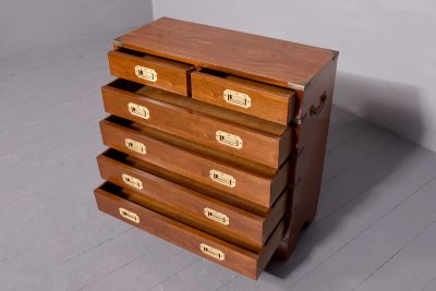 Vintage, neat-sized brass-bound military-style chest of drawers - Image 5
