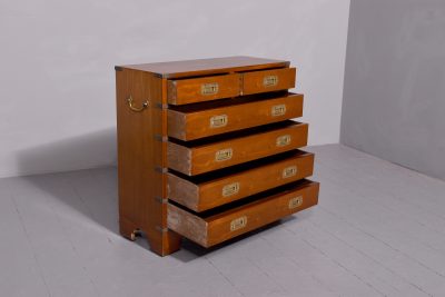 Vintage, neat-sized brass-bound military-style chest of drawers - Image 6