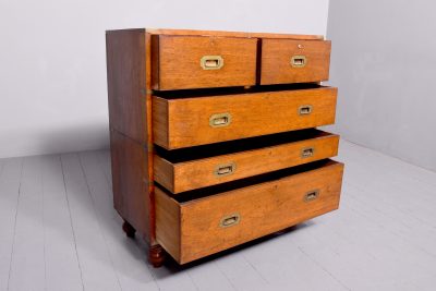 Victorian Mahogany Two-Part Brass bound Military Chest - Image 2
