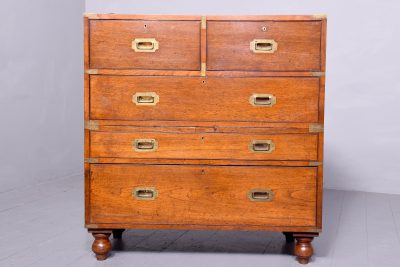 Victorian Mahogany Two-Part Brass bound Military Chest - Image 4