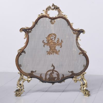 Louis XV Style Cast Brass and Mesh Fire Screen - Image 7