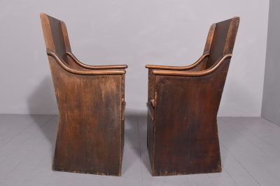 Pair of Solid Oak Hall Seats - Image 4