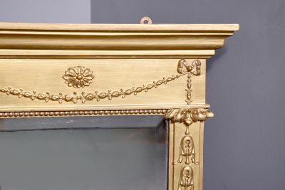 Neat size Regency Gilded Overmantel Mirror with Neoclassical Decoration - Image 4