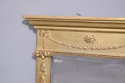 Neat size Regency Gilded Overmantel Mirror with Neoclassical Decoration - Image 5