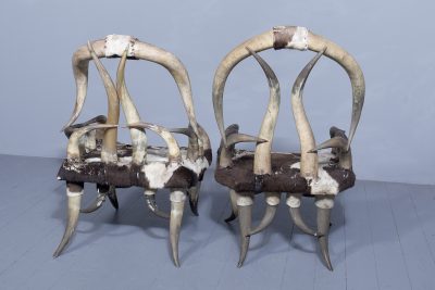 Large Pair of Zoomorphic Long Horn Armchairs - Image 7