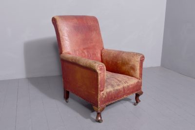Pair of Country House Red Leather Library Chairs - Image 8