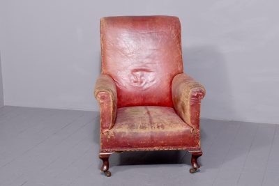 Pair of Country House Red Leather Library Chairs - Image 6