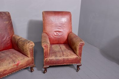 Pair of Country House Red Leather Library Chairs - Image 3