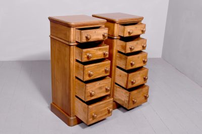 Rare Pair of Tall Mid-Victorian Mahogany Wellington-Type Chest of Drawers - Image 2