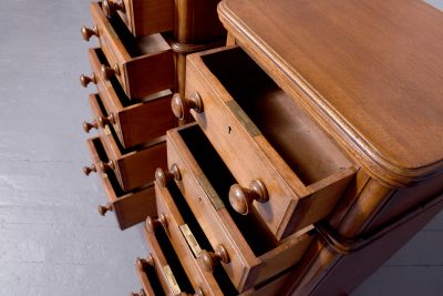 Rare Pair of Tall Mid-Victorian Mahogany Wellington-Type Chest of Drawers - Image 3