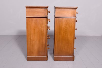 Rare Pair of Tall Mid-Victorian Mahogany Wellington-Type Chest of Drawers - Image 7